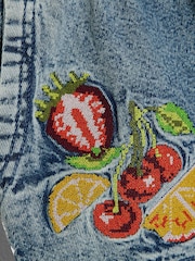 River Island Blue Girls Blue Fruit Denim Shorts - Image 3 of 4