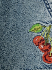 River Island Blue Girls Blue Fruit Denim Shorts - Image 4 of 4
