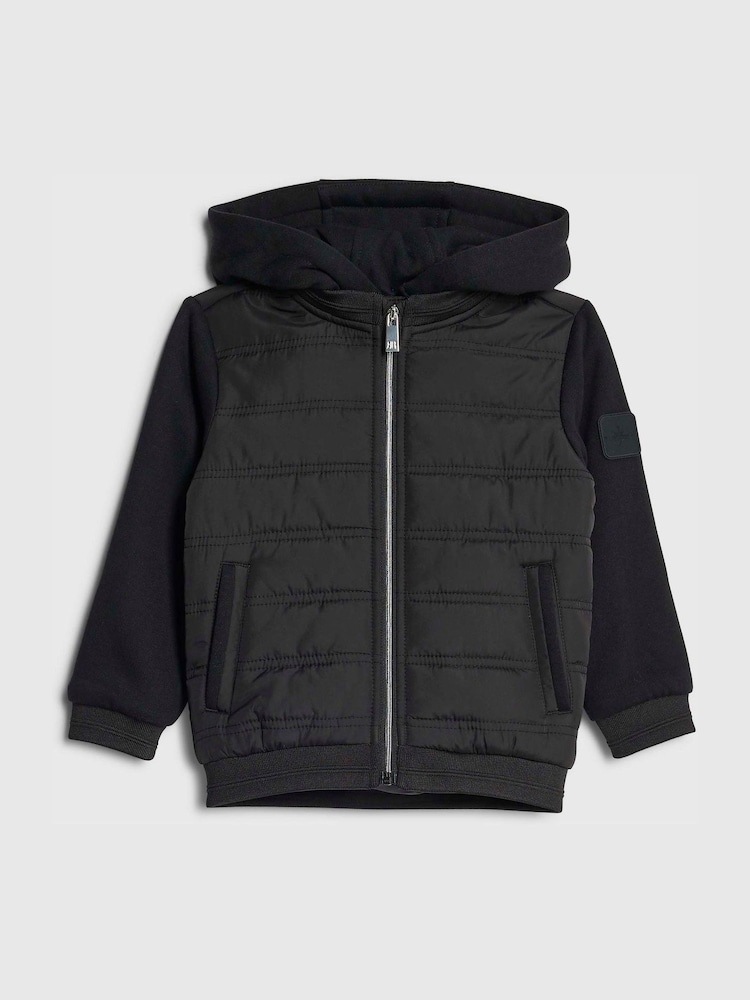 River Island Black Padded Hybrid Hood Jacket - Image 1 of 4