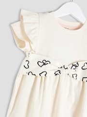 River Island Cream Girls Heart Bow Rib Top Set - Image 5 of 5