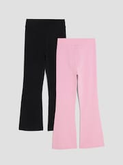 River Island Black Girls Cross Front Kickflare Trousers 2 Pack - Image 2 of 4