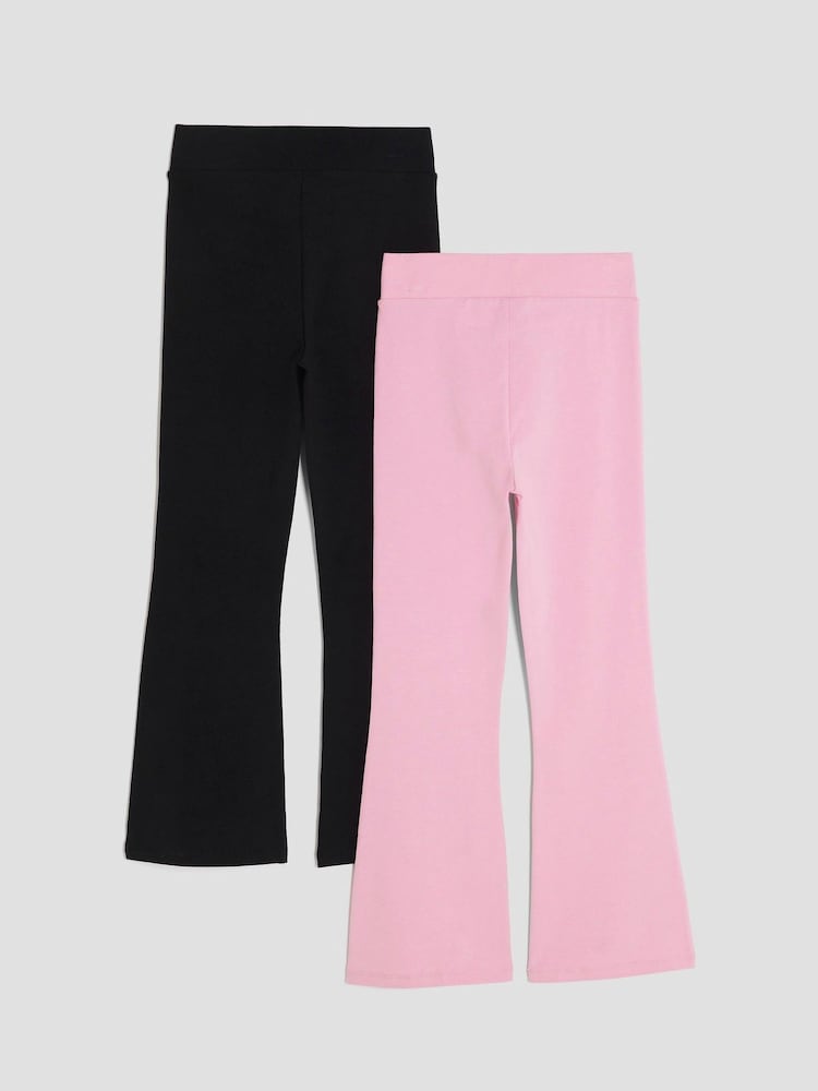 River Island Black Girls Cross Front Kickflare Trousers 2 Pack - Image 2 of 4