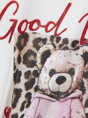 River Island White Girls Leopard Print Bear T-Shirt - Image 4 of 4