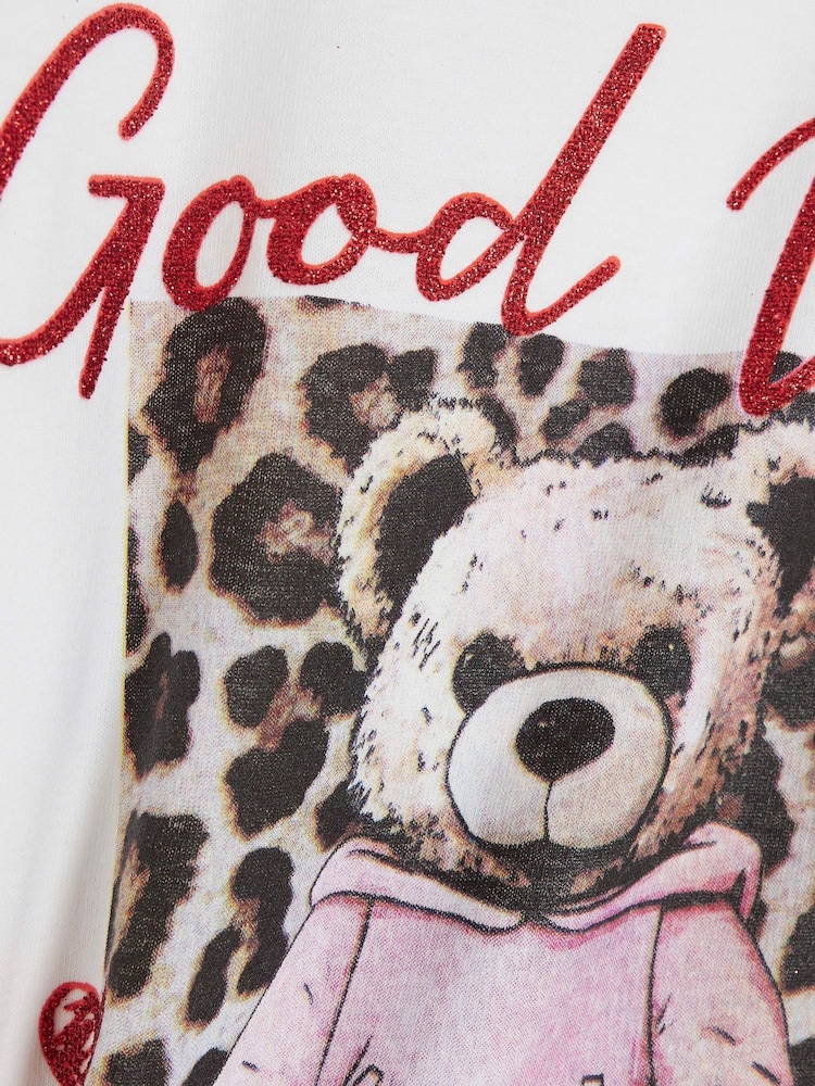 River Island White Girls Leopard Print Bear T-Shirt - Image 4 of 4