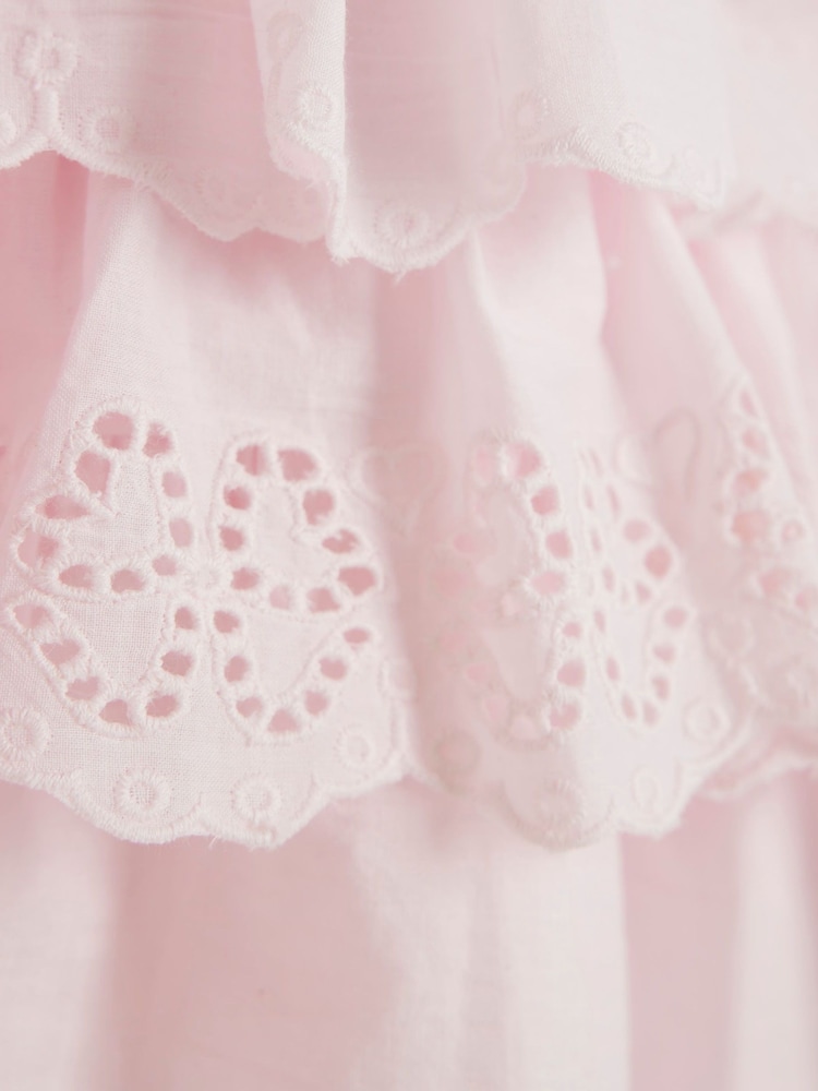 River Island Pink Girls Broderie Frill Bow Dress - Image 4 of 4