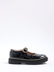 River Island Black Girls Oval Buckle Mary Jane Shoes - Image 1 of 5
