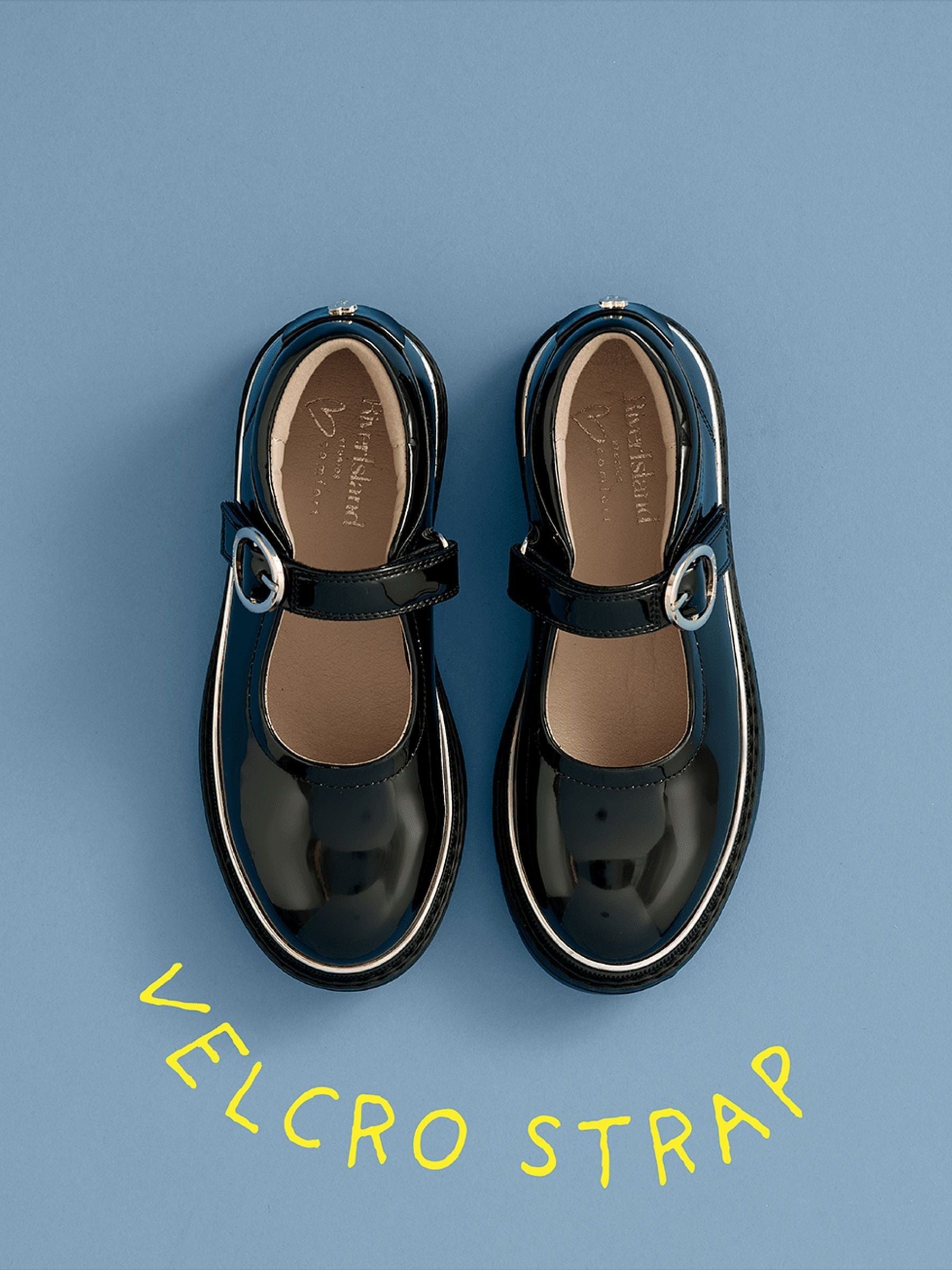 River Island Black Oval Buckle Mary Jane School Shoes view 1