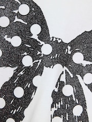 River Island White Girls Polka Dot Bow T-Shirt - Image 3 of 4