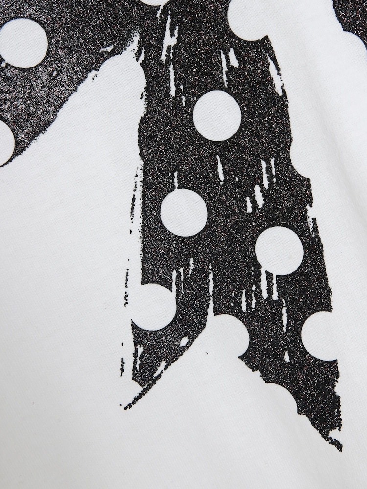 River Island White Girls Polka Dot Bow T-Shirt - Image 4 of 4