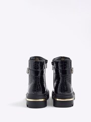 River Island Black Girls Patent Heart Strap Chelsea Boots - Image 3 of 5