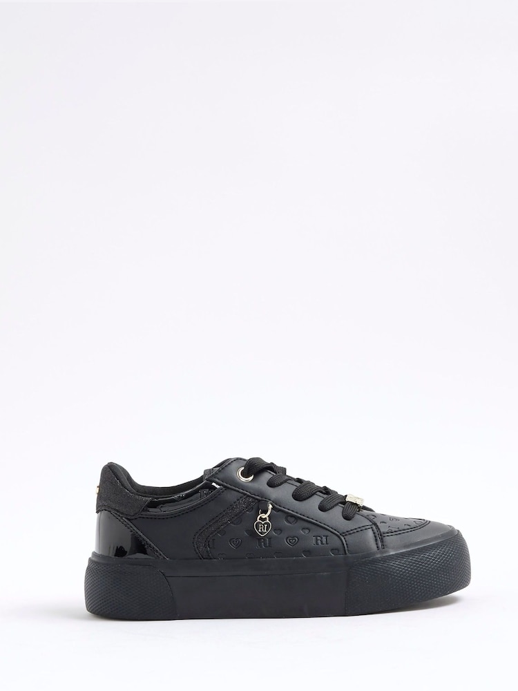 River Island Black Girls Monogram Trainers - Image 1 of 5