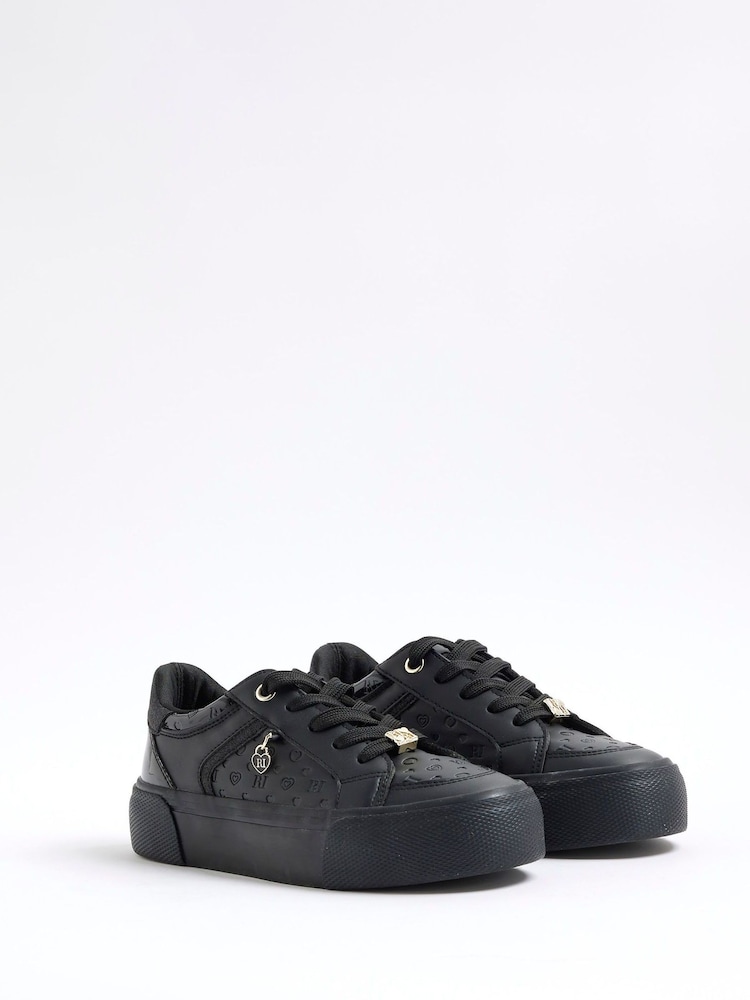 River Island Black Girls Monogram Trainers - Image 2 of 5