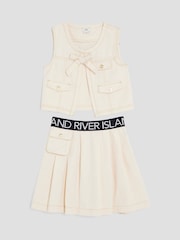 River Island Cream Girls Gilet Waistband Skirt Set - Image 1 of 4
