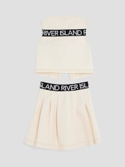 River Island Cream Girls Gilet Waistband Skirt Set - Image 2 of 4