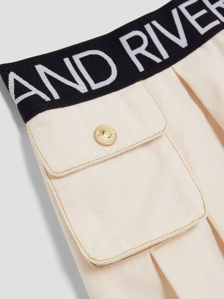 River Island Cream Girls Gilet Waistband Skirt Set - Image 4 of 4
