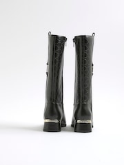 River Island Black Embossed Knee High Boots - Image 3 of 5