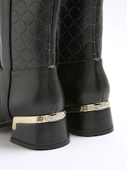 River Island Black Embossed Knee High Boots - Image 4 of 5