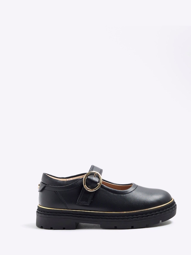 River Island Black Girls Oval Buckle Mary Jane Shoes - Image 1 of 5