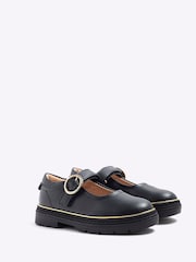 River Island Black Girls Oval Buckle Mary Jane Shoes - Image 2 of 5