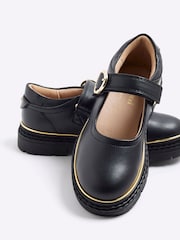 River Island Black Girls Oval Buckle Mary Jane Shoes - Image 4 of 5