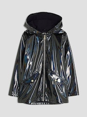 River Island Black Girls Glitter Rainmac Coat - Image 1 of 5
