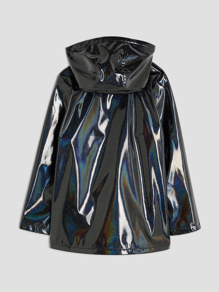 River Island Black Girls Glitter Rainmac Coat - Image 2 of 5 River Island Black Girls Glitter Rainmac Coat - Image 2 of 5