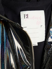River Island Black Girls Glitter Rainmac Coat - Image 4 of 5