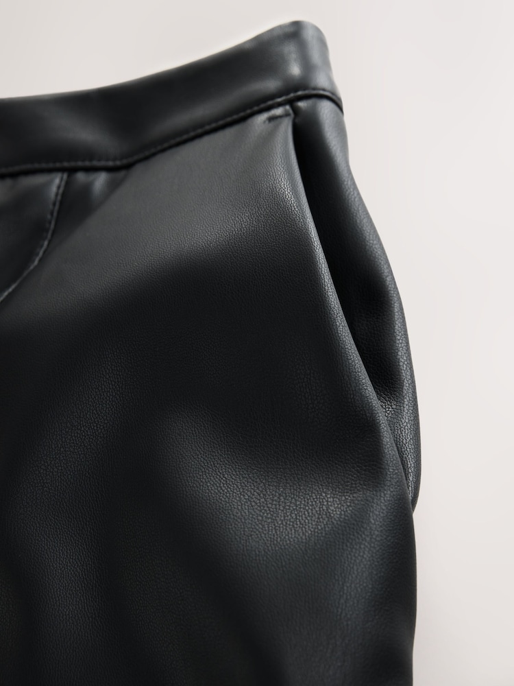 Nothing Ordinary Black Faux Leather Knee Length Bermuda Shorts - Image 10 of 10 Nothing Ordinary Black Faux Leather Knee Length Bermuda Shorts - Image 10 of 10