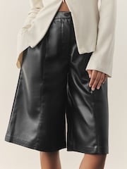 Nothing Ordinary Black Faux Leather Knee Length Bermuda Shorts - Image 5 of 10