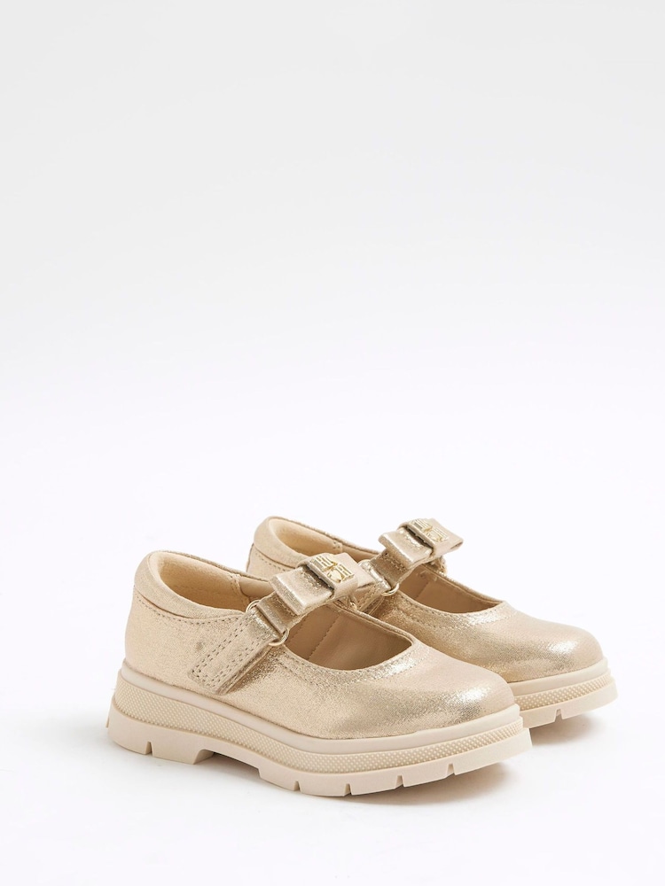 River Island Gold Girls Multi Strap Mary Jane Shoes - Image 1 of 6 River Island Gold Girls Multi Strap Mary Jane Shoes - Image 1 of 6