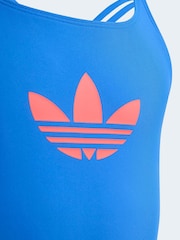 adidas Blue 3 Stripes U Back Kids Swimsuit - Image 3 of 5