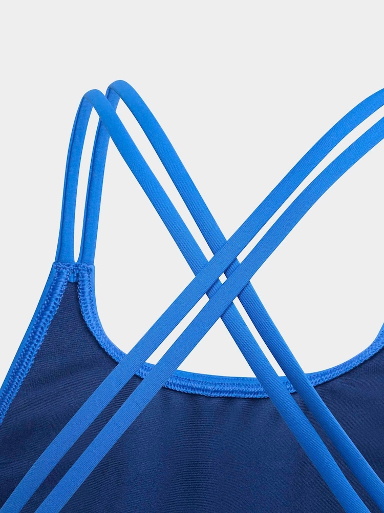 adidas Blue 3 Stripes U Back Kids Swimsuit - Image 5 of 5