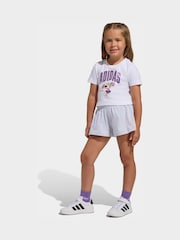 adidas White Disney Minnie Mouse T-Shirt and Shorts Little Kids Set - Image 1 of 8