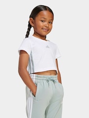 أبيض - adidas 3-Stripes Baby T-Shirt and Jogger Little Kids Set - صورة 4 من 10