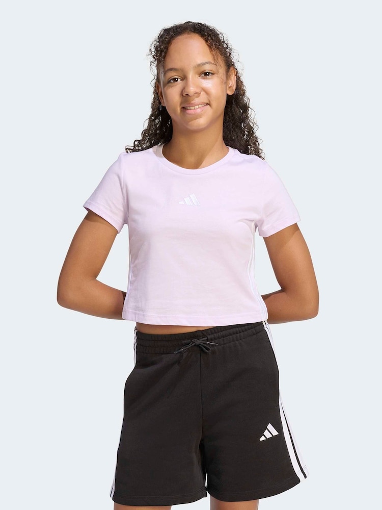 أرجواني - تيشرت أطفال Essentials بثلاث خطوط من adidas - صورة 1 من 6