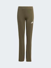 adidas Khaki Green Train Essentials 3-Stripes Flared Leggings - Image 1 of 1