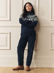 Laura Ashley Blue Fairisle Pattern Roll Neck Jumper With Wool - Image 4 of 6