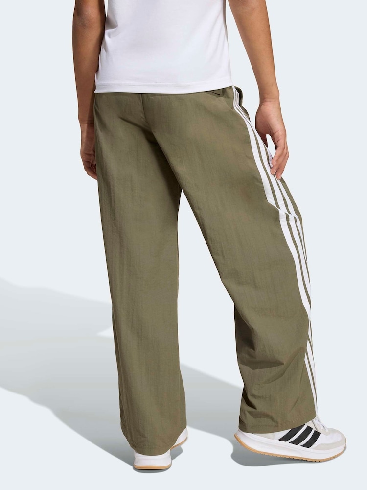 adidas Green 3-Stripes Woven Wide Leg Joggers - Image 2 of 6