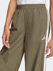 adidas Green 3-Stripes Woven Wide Leg Joggers - Image 4 of 6
