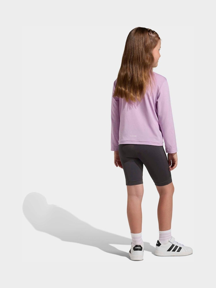 adidas Purple Quarter Zip Sweat Top and Shorts Little Kids Sports Set - Image 2 of 8