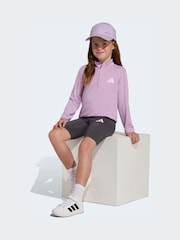 adidas Purple Quarter Zip Sweat Top and Shorts Little Kids Sports Set - Image 3 of 8