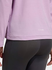 adidas Purple Quarter Zip Sweat Top and Shorts Little Kids Sports Set - Image 4 of 8