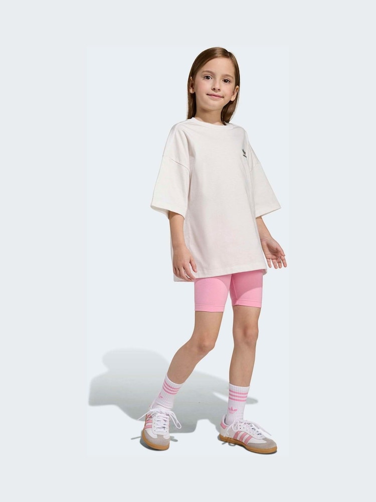 adidas Originals Pink Oversized T-Shirt and Cycling Shorts Little Kids Set - Image 1 of 10