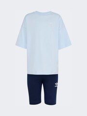 adidas Originals Blue Oversized T-Shirt and Cycling Shorts Little Kids Set - Image 6 of 10
