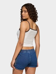 לבן - adidas Originals Mini Rib Crop Vest Top - תמונה 2 מתוך 6