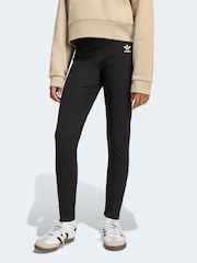 adidas Originals Black Mid Waist Mini Rib Leggings - Image 1 of 5