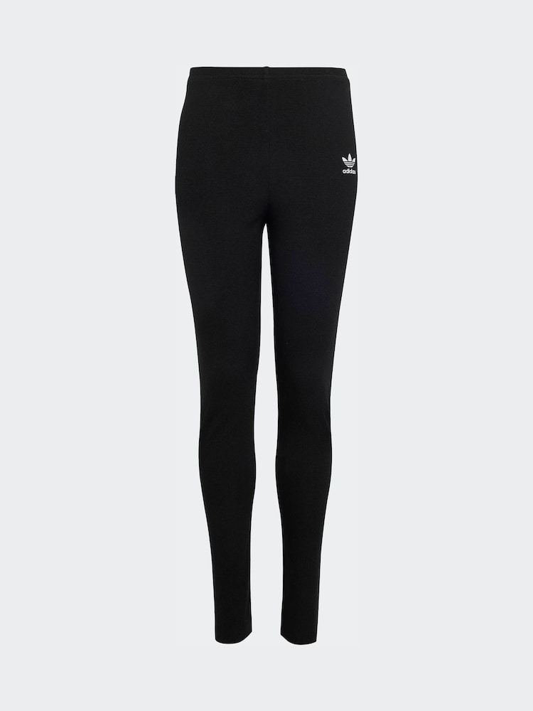 adidas Originals Black Mid Waist Mini Rib Leggings - Image 5 of 5