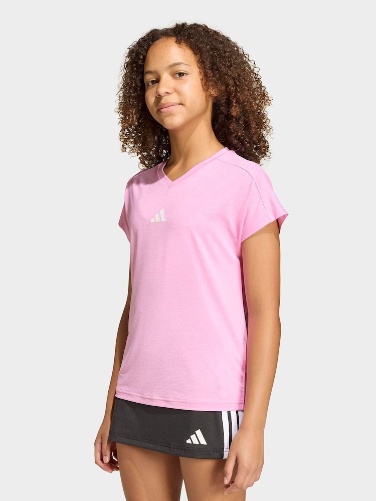 adidas Pink V-Neck Climacool T-Shirt - Image 1 of 6