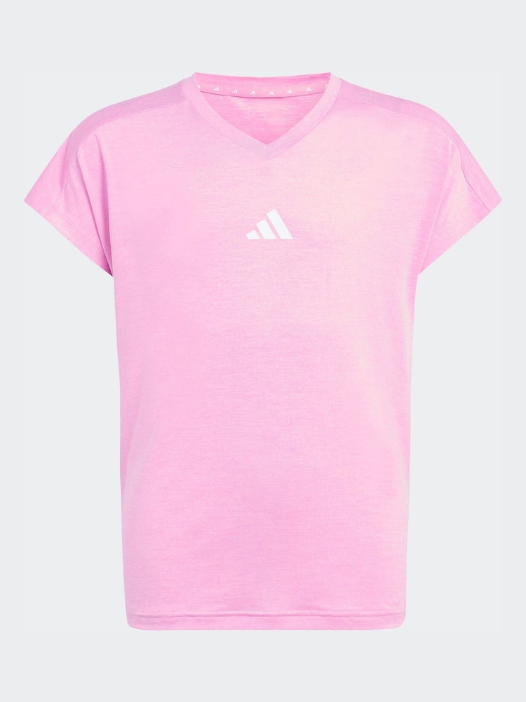 adidas Pink V-Neck Climacool T-Shirt - Image 6 of 6
