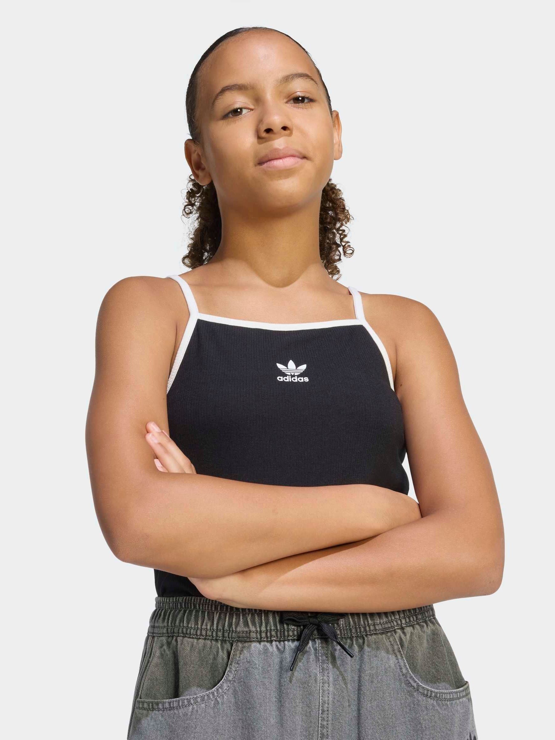 Buy adidas Originals Black Mini Rib Crop Vest Top from Next USA